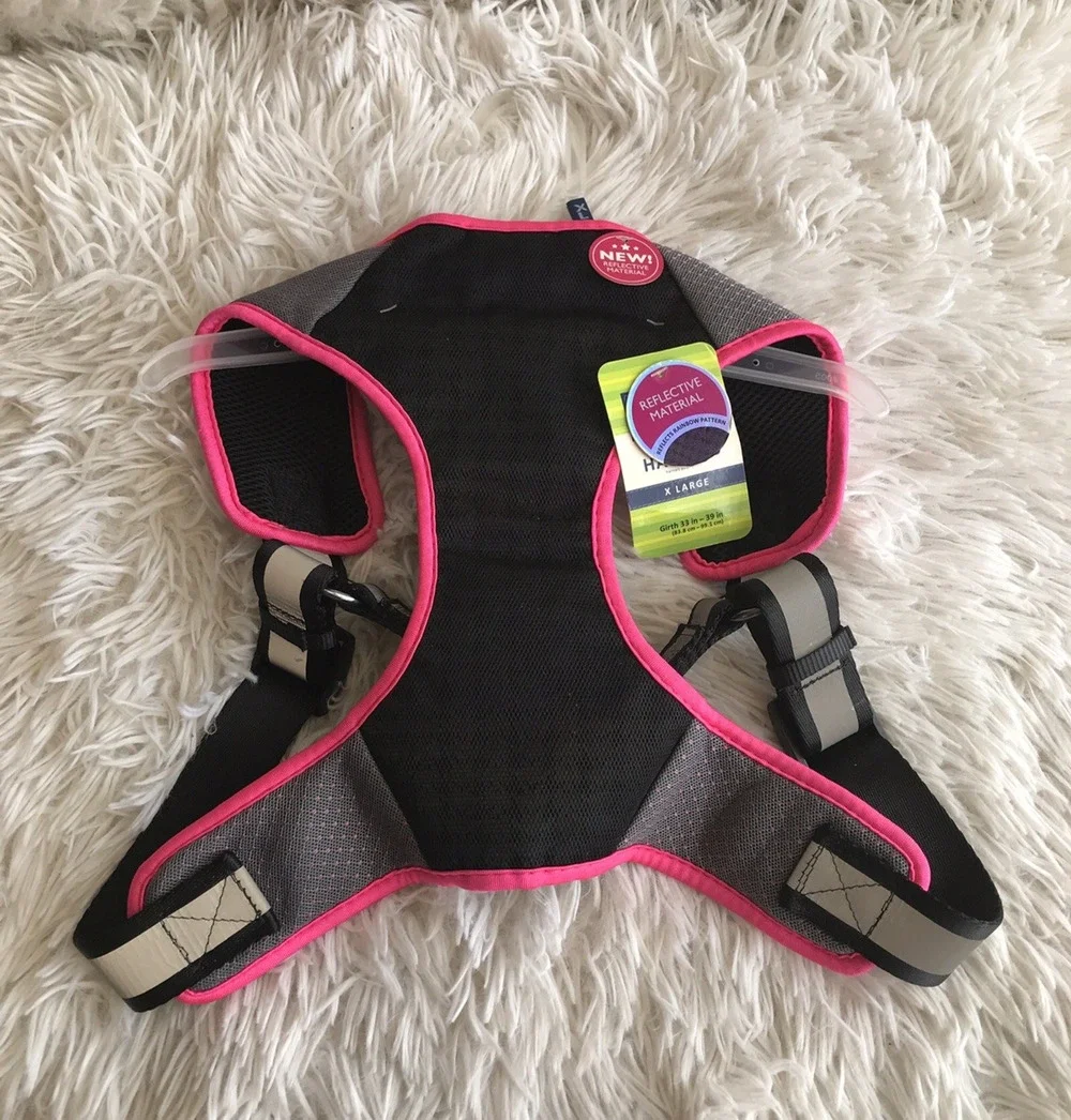 TOP PAW Comfort Dog Harness W Rainbow Reflective Material Pink Black Grey XLarge